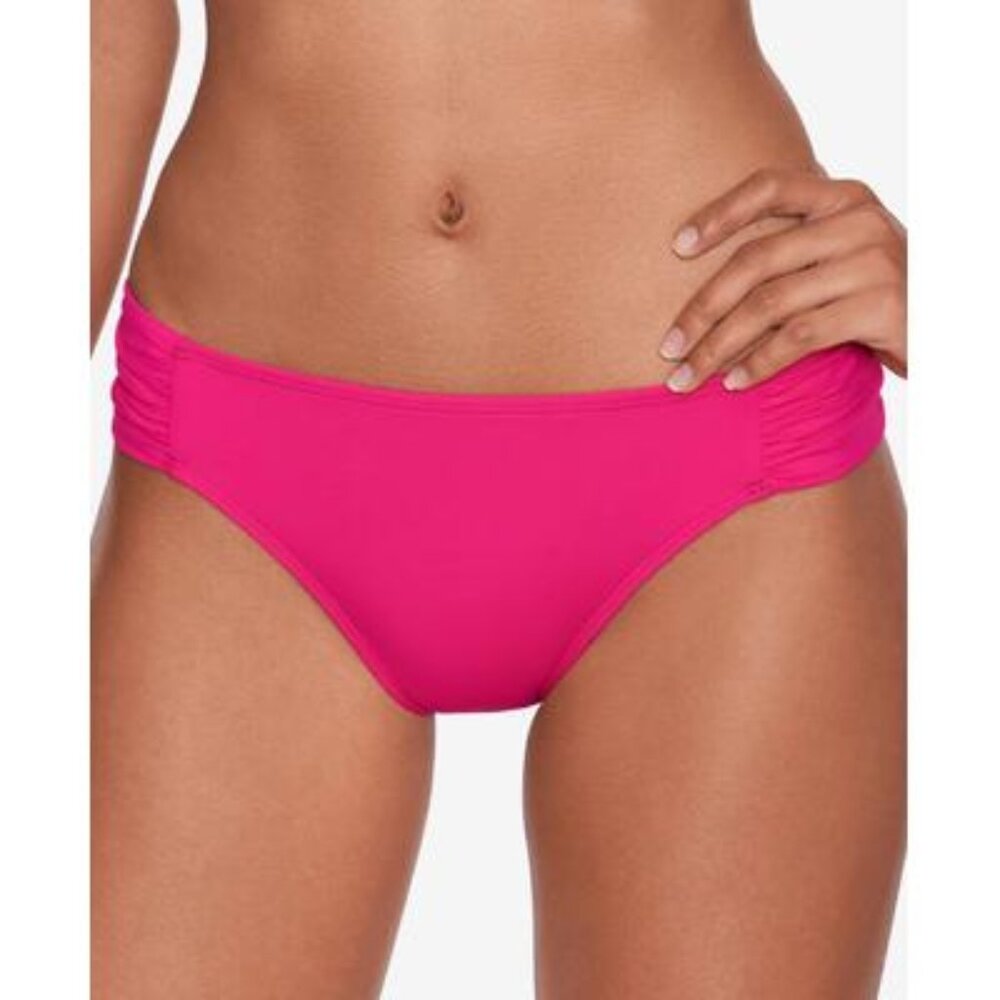 NWT Lauren Ralph Lauren Shirred Side Tab Hipster Swim Bottoms - Passionfruit 12